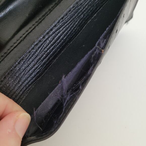 Givenchy Vintage Wallet Black Bifold Logo Large Checkbook Unisex Slim Leather - Picture 7 of 11